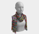 "Red Orchids Stained Glass" Scarf